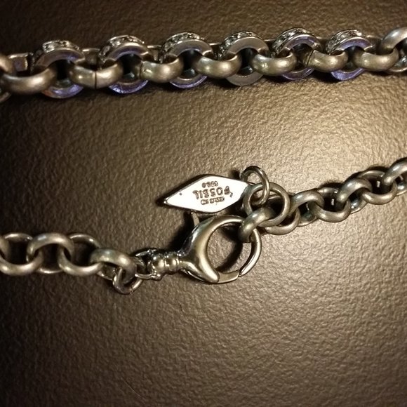 Fossil Silver-tone Pave Crystal Chain Bracelet - Picture 5 of 6